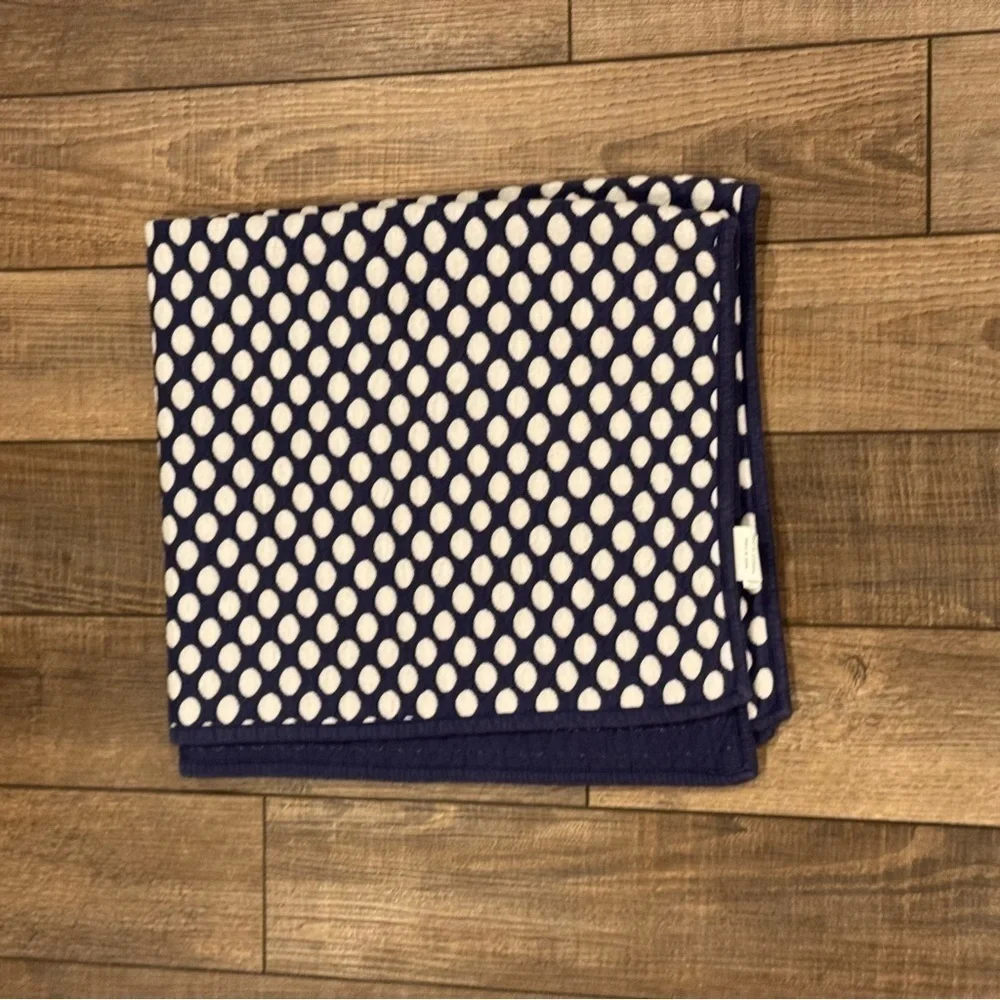 Pottery Barn Bubble Modern Baby Stroller Blanket Blue White Cotton 30x40